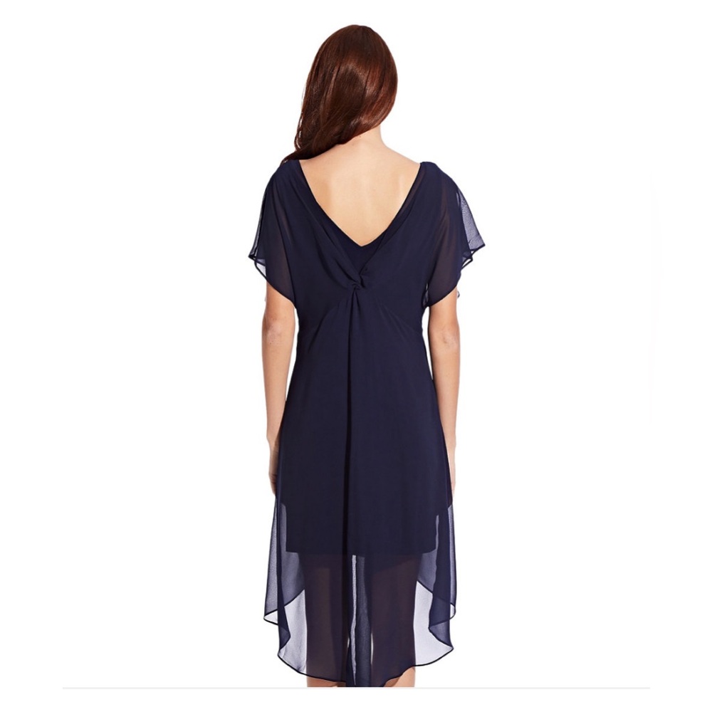NWT ADRIANNA PAPELL Black Chiffon Overlay A-Line Dress. Size XL. - Picture 3 of 8